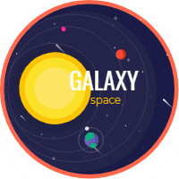 Colorful space badge collection with flat design 3 design template for print-on-demand