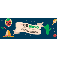 Set of cinco mayo banners with mexican elements 1 design template for print-on-demand