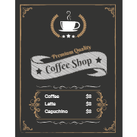 Coffee menu in blackboard style design template for print-on-demand