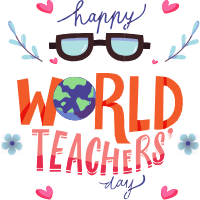 Happy world teacher s day background with lettering design template for print-on-demand