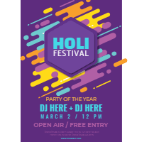 Holi festival party flyer design template for print-on-demand