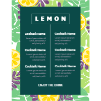 Cocktail menu template with flat design design template for print-on-demand