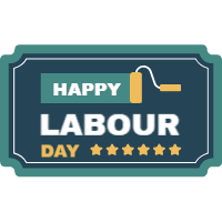 Set of labour day labels in vintage style 4 design template for print-on-demand