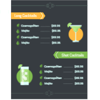 Cocktail menu template in flat style design template for print-on-demand