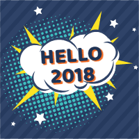 New year 2018 cards with comic design 4 design template for print-on-demand