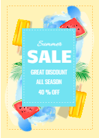 Realistic summer sale flyer design template for print-on-demand