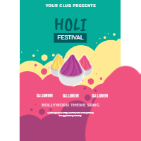 Holi festival party flyer in flat design design template for print-on-demand