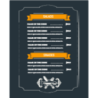 Template for the restaurant menu design template for print-on-demand