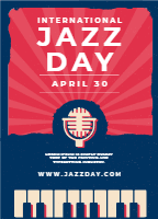 International jazz day poster in vintage style design template for print-on-demand