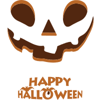 Orange background with pumpkin face design template for print-on-demand