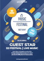 Abstract blue poster design for music festival design template for print-on-demand