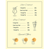 Cocktail menu template with flat design design template for print-on-demand