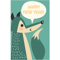 New year greeting cards with animals 1 design template for print-on-demand