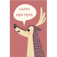New year greeting cards with animals 3 design template for print-on-demand