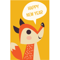 New year greeting cards with animals 4 design template for print-on-demand