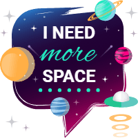 Speech bubble with planets design template for print-on-demand