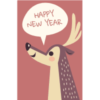 New year greeting cards with animals 6 design template for print-on-demand