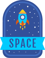 Lovely space badge collection with flat design 1 design template for print-on-demand