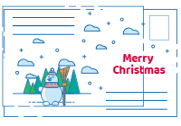 Pretty christmas postcard with envelope design template for print-on-demand