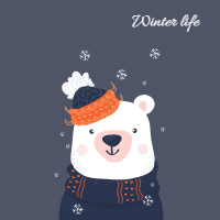 Collection of six beautiful animals with winter clothes design template for print-on-demand