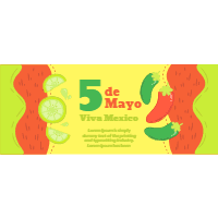 Set of cinco mayo banners with traditional elements 2 design template for print-on-demand