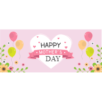 Set of mother s day banners with flowers and balloons 1 design template for print-on-demand