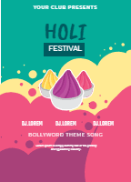 Holi festival party flyer in flat design design template for print-on-demand