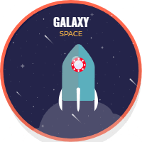 Colorful space badge collection with flat design 4 design template for print-on-demand