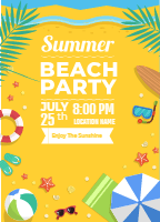 Template of party poster on the beach design template for print-on-demand