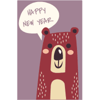 New year greeting cards with animals 2 design template for print-on-demand