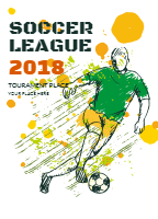 Soccer league flyer with player in hand drawn style design template for print-on-demand