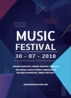 Music festival flyer in flat style design template for print-on-demand