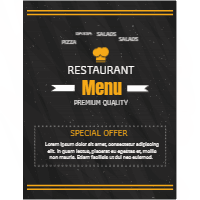 Restaurant menu black and yellow colors design template for print-on-demand