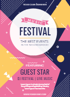 Abstract party poster with geometric style design template for print-on-demand