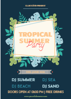 Summer party poster with plants design template for print-on-demand