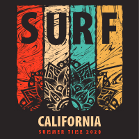Vector illustration on the theme of surf rider design template for print-on-demand