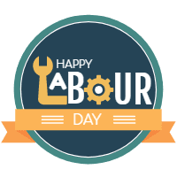 Set of labour day labels in vintage style 3 design template for print-on-demand