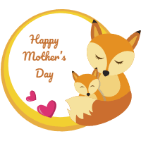 Set mother s day badges with cute animals in flat style 1 design template for print-on-demand