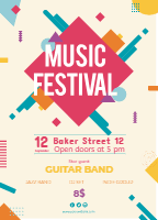 Music festival poster with abstract shapes design template for print-on-demand