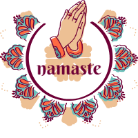 Original namaste gesture with ornaments design template for print-on-demand