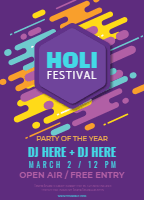 Holi festival party flyer design template for print-on-demand