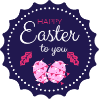 Easter day badges collection in flat style 3 design template for print-on-demand