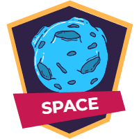 Colorful hand drawn space badge collection design template for print-on-demand