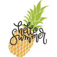 Summer background with lettering and pineapple design template for print-on-demand
