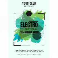 Modern party poster with paint splash design template for print-on-demand