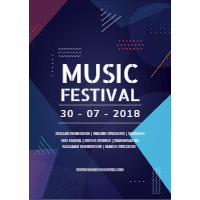 Music festival flyer in flat style design template for print-on-demand