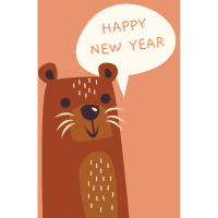 New year greeting cards with animals 5 design template for print-on-demand