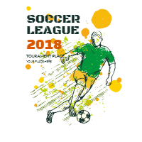 Soccer league flyer with player in hand drawn style design template for print-on-demand