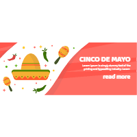 Set of cinco mayo banners with mexican elements in flat style 1 design template for print-on-demand