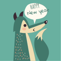 New year greeting cards with animals 1 design template for print-on-demand